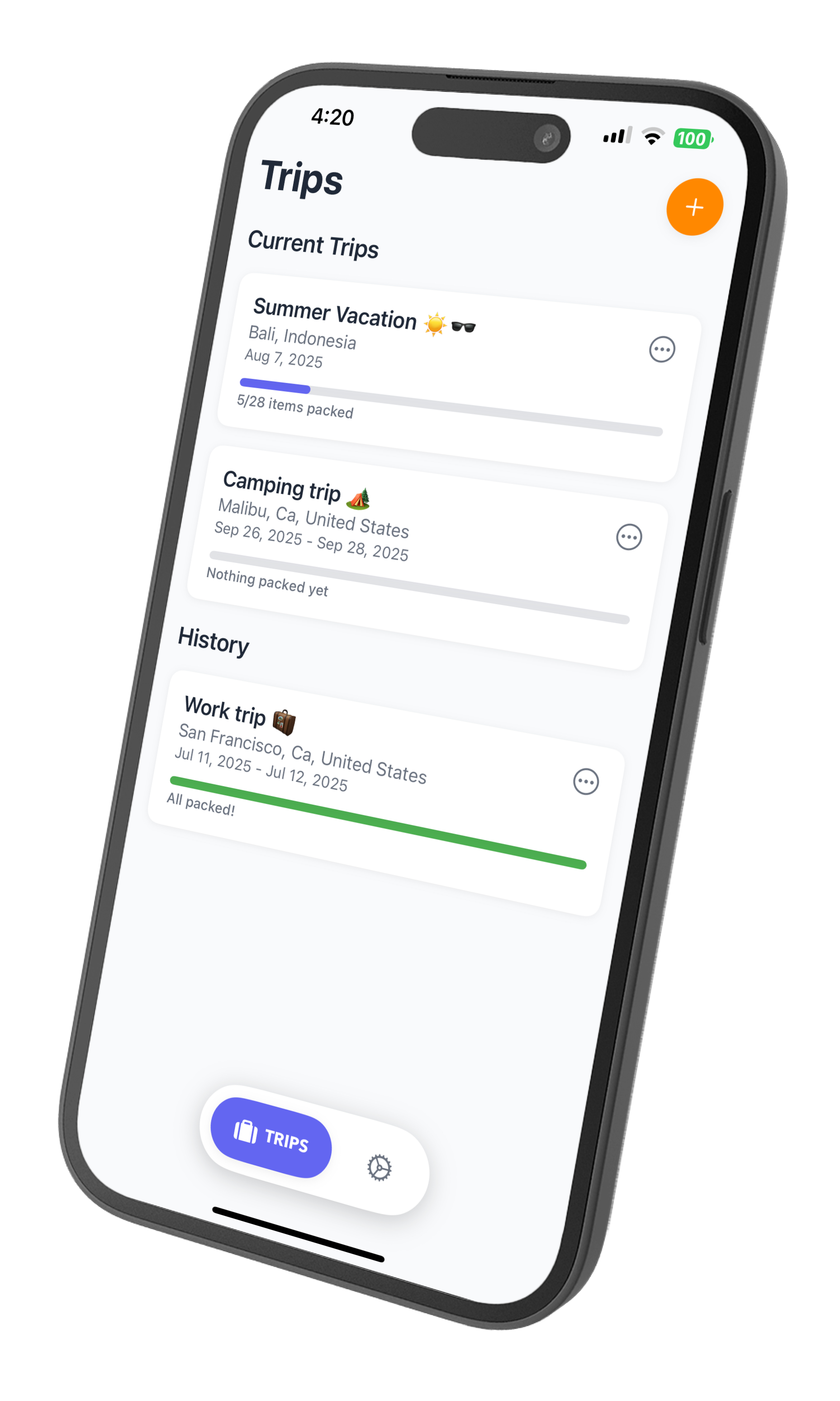 Luggy App Home Screen