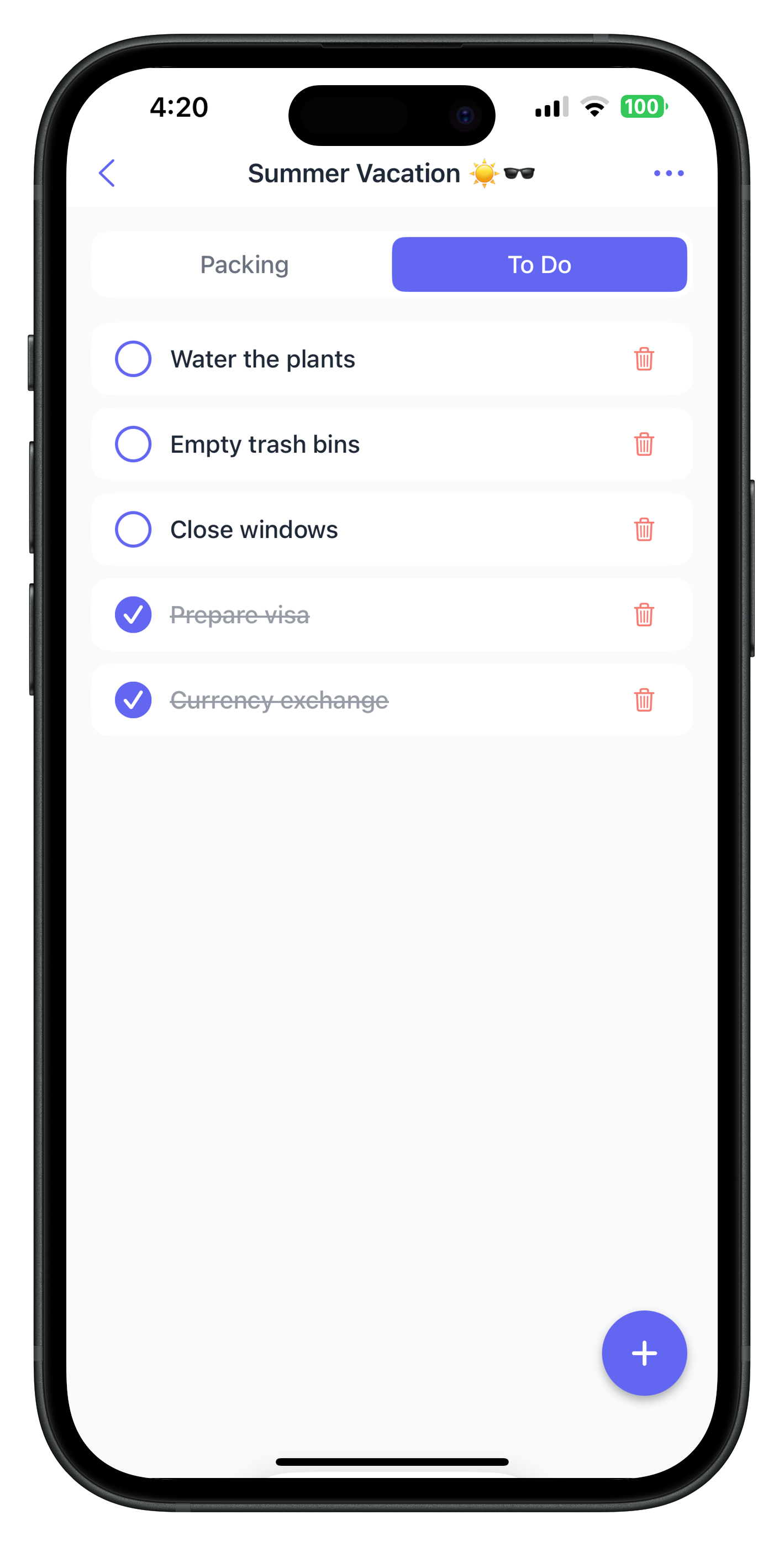 Pre-departure tasks and to-do list management